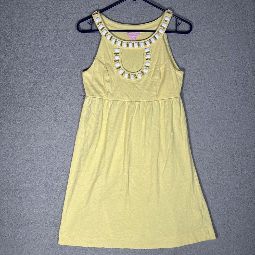 Lilly Pulitzer Grace Dress Women's Size S Star‎ Fruit Yellow Mini Rhinestones